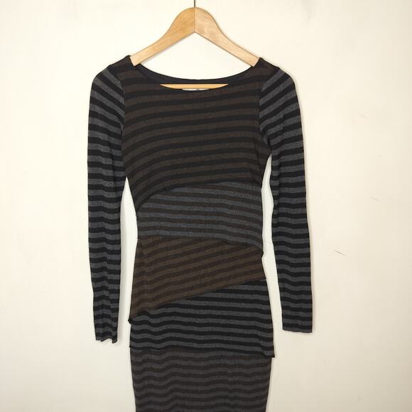 Joseph Ribkoff Tiered Stretch Knit Dress Striped - Picture 2 of 10